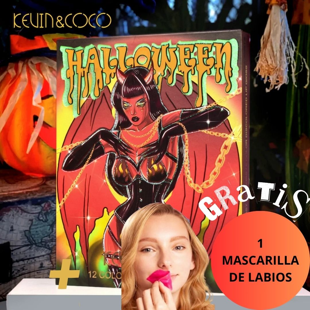 12 COLOR MATTE LIP GLOSS KEVIN & COCO - ¡Edición Especial Halloween! + 1 MASCARILLA LABIAL